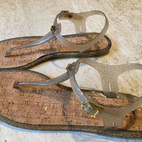 Kate Spade Clear/Gold sparkle jelly sandals Size 10 - Picture 3 of 8